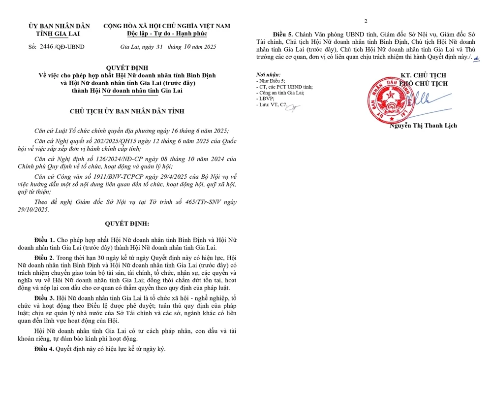 Quyết định của UBND tỉnh Gia Lai.
